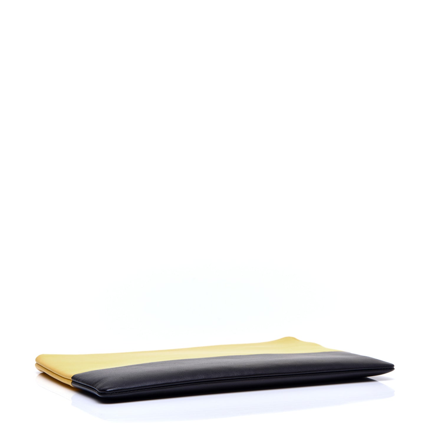 Lambskin Bi-Color Solo Clutch Pouch Sun Yellow Black