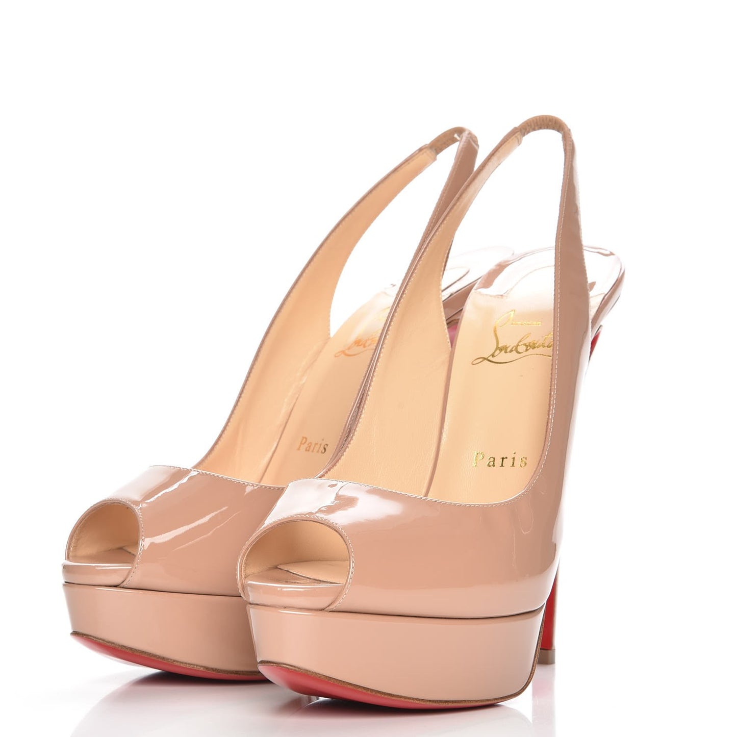 Patent Lady Peep Sling 150 Pumps 39.5 Nude