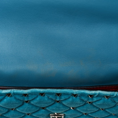 Valentino Garavani Velvet Medium Rockstud Spike Shoulder Bag Turquoise 8 of 12