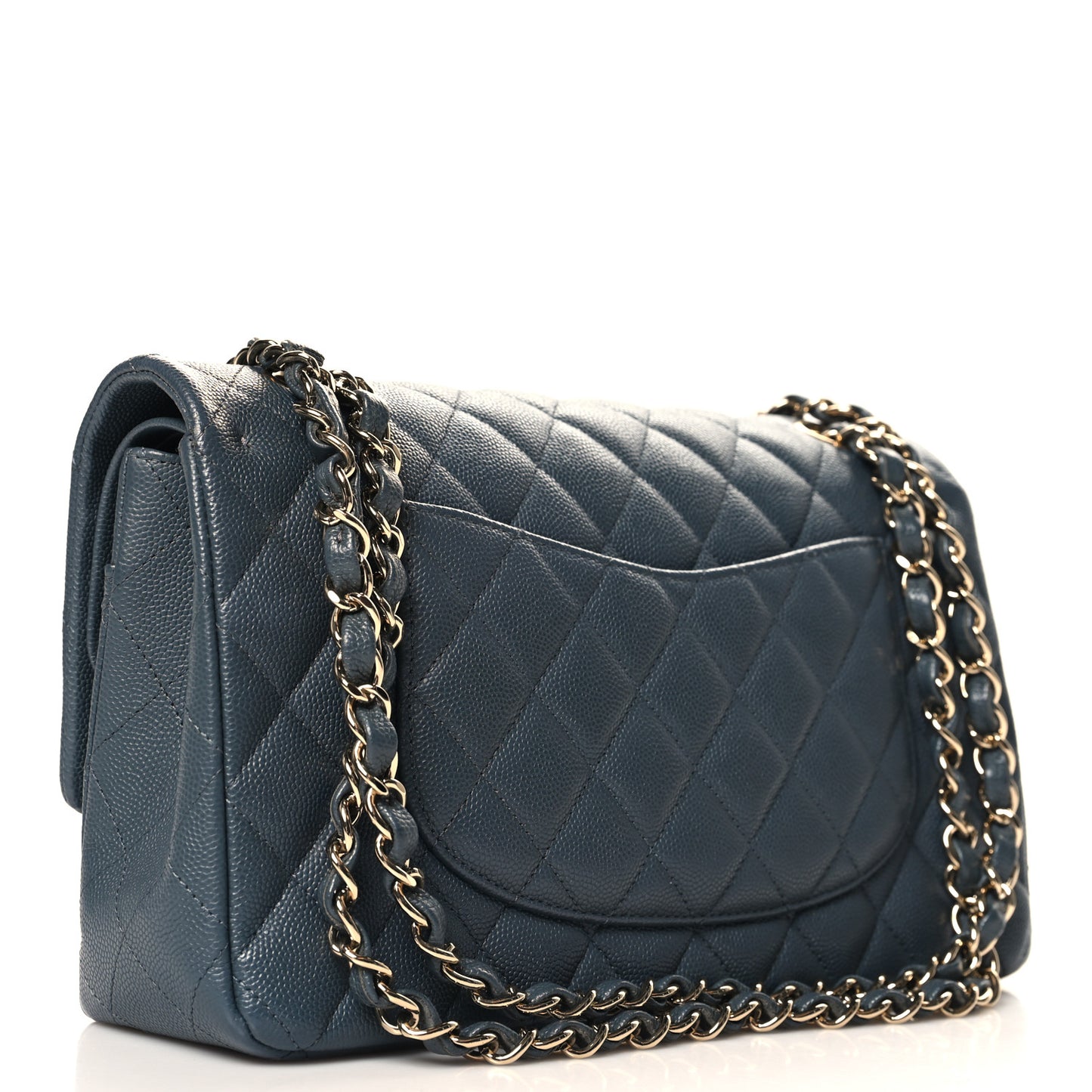 Caviar Quilted Medium Double Flap Dark Grey