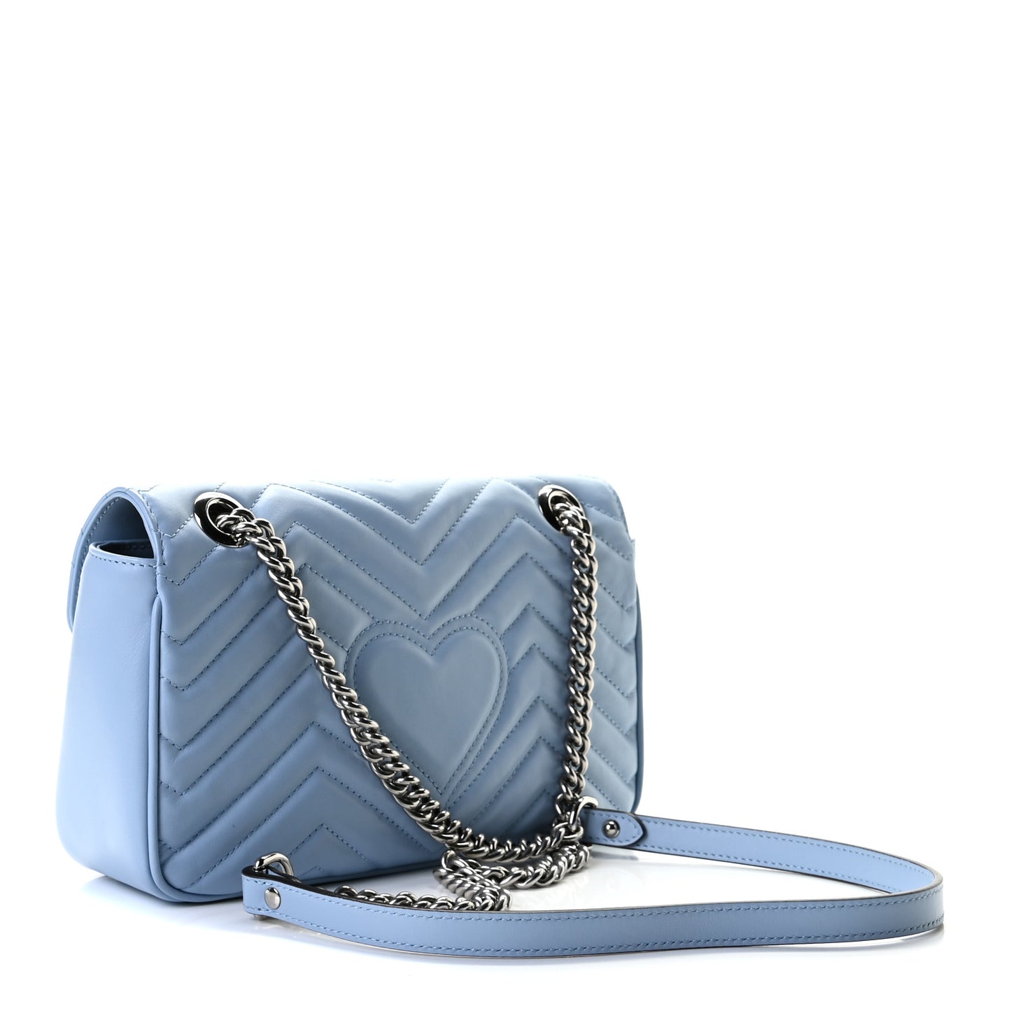 Calfskin Matelasse Small GG Marmont Shoulder Bag Porcelain Light Blue