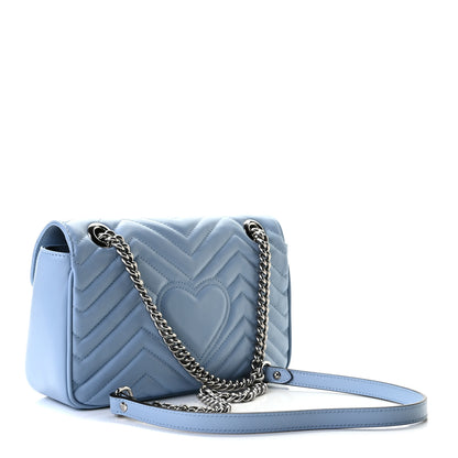 Gucci Calfskin Matelasse Small GG Marmont Shoulder Bag Porcelain Light Blue 3 of 7