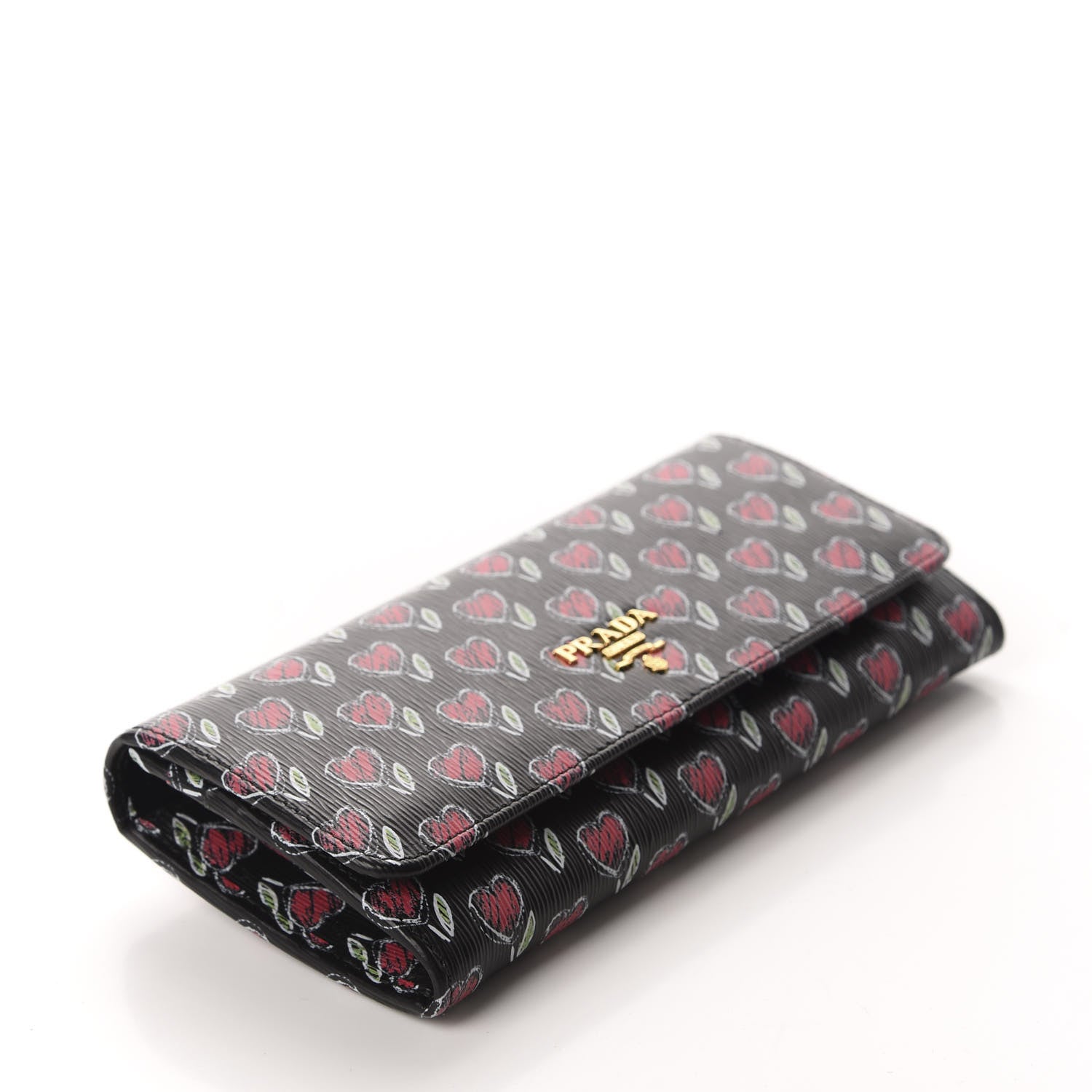 Prada Vitello Move Love Continental Flap Travel Wallet Black 5 of 9