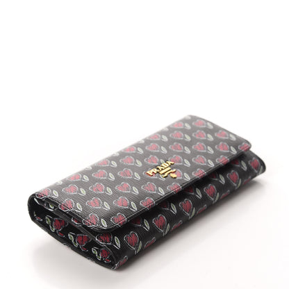 Prada Vitello Move Love Continental Flap Travel Wallet Black 5 of 9