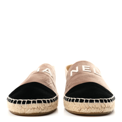 Chanel Velvet Logo Espadrilles 38 Beige Black 3 of 9