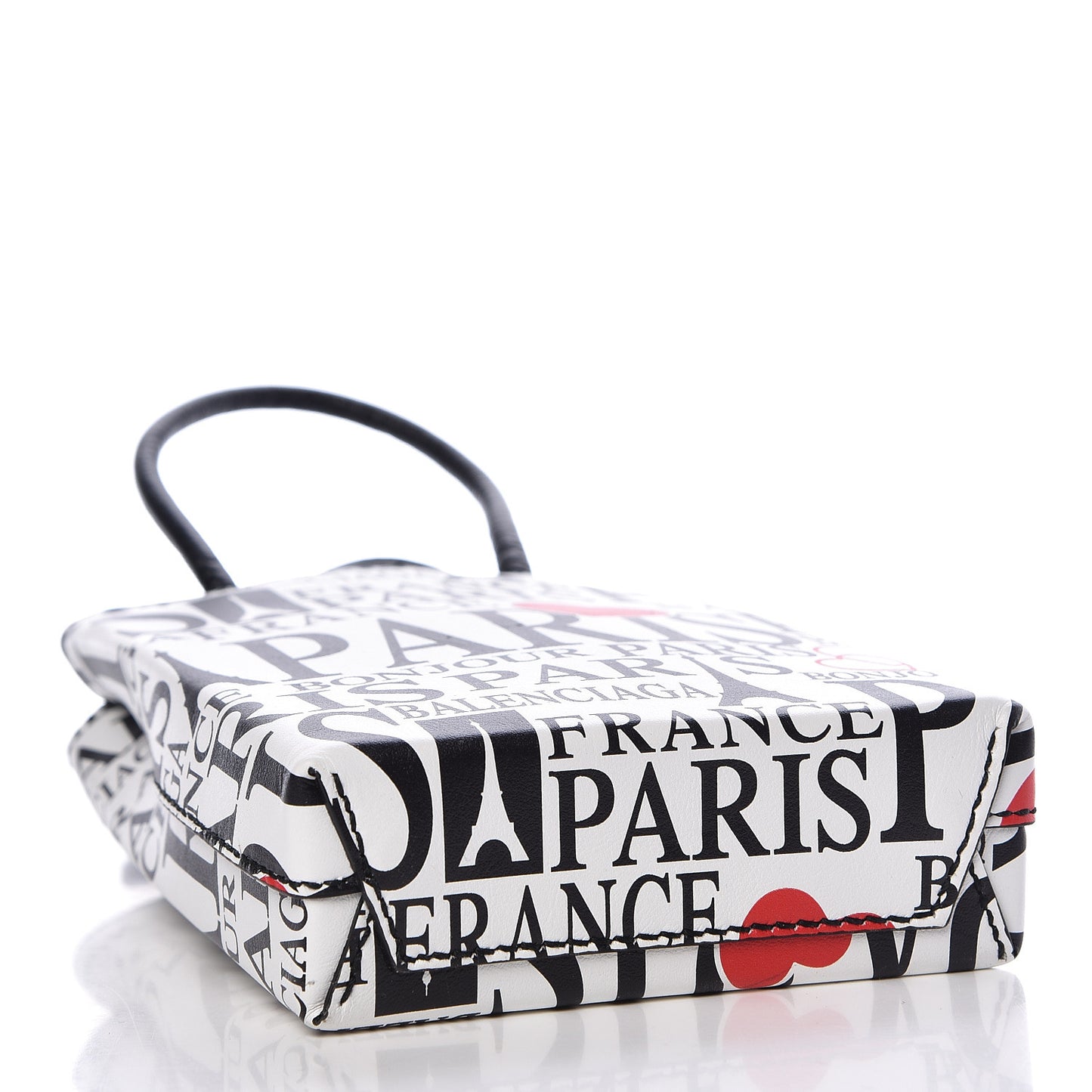 Calfskin Bonjour Paris Print Shopping Phone Holder Bag Paris Bonjour