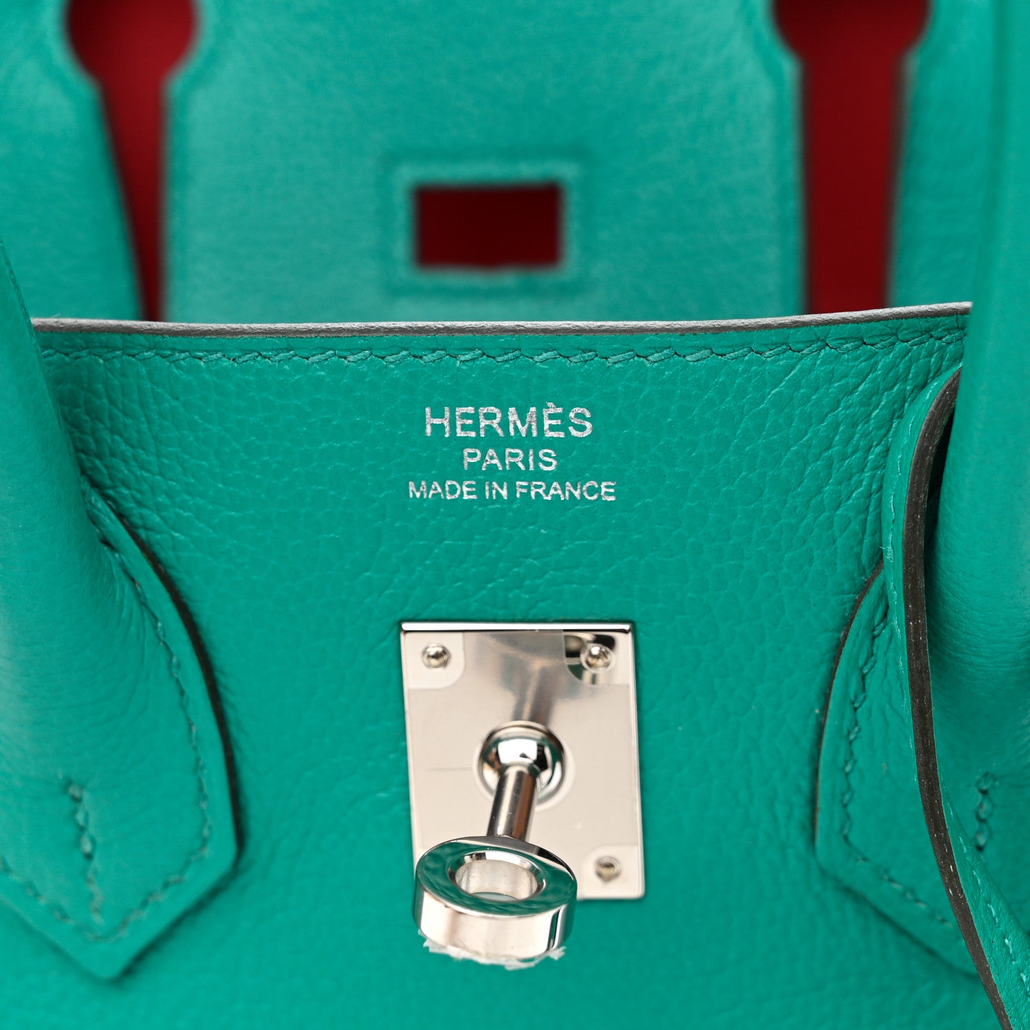 Hermes Taurillon Novillo Verso Birkin 25 Vert Verone Rose Lipstick 6 of 11