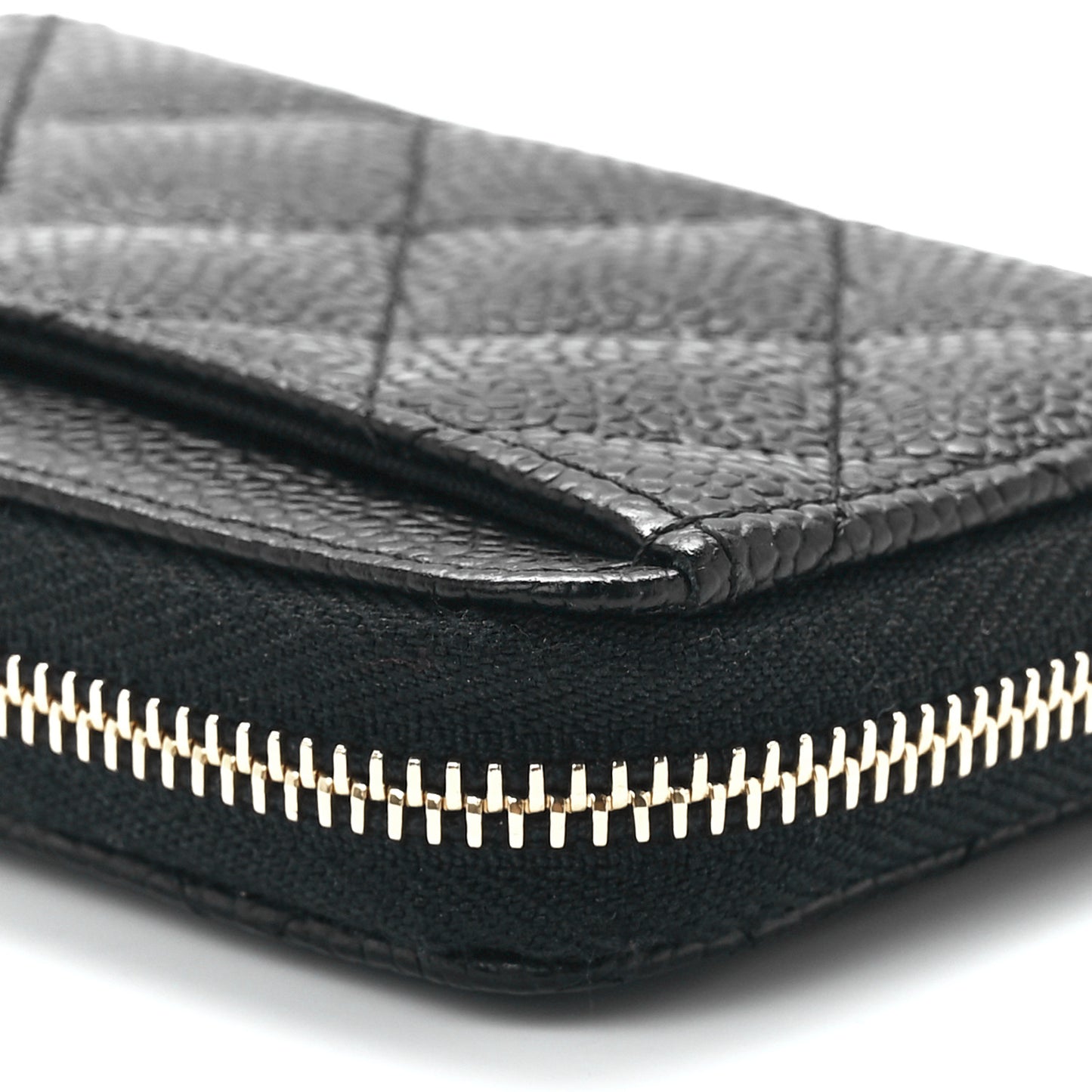 Caviar Quilted Zip Coin Purse Black