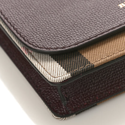 Burberry Grained Calfskin House Check Tartan Mix Hampshire Wallet On Chain Burgundy 7 of 8