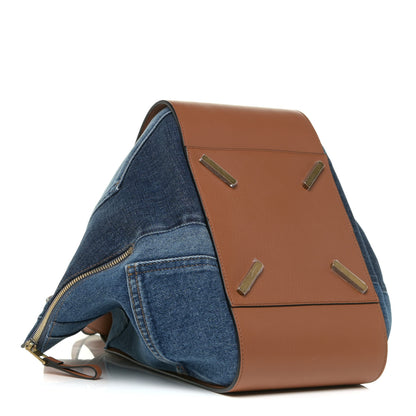Loewe Calfskin Denim Medium Hammock Shoulder Bag Multitone Tan 4 of 12