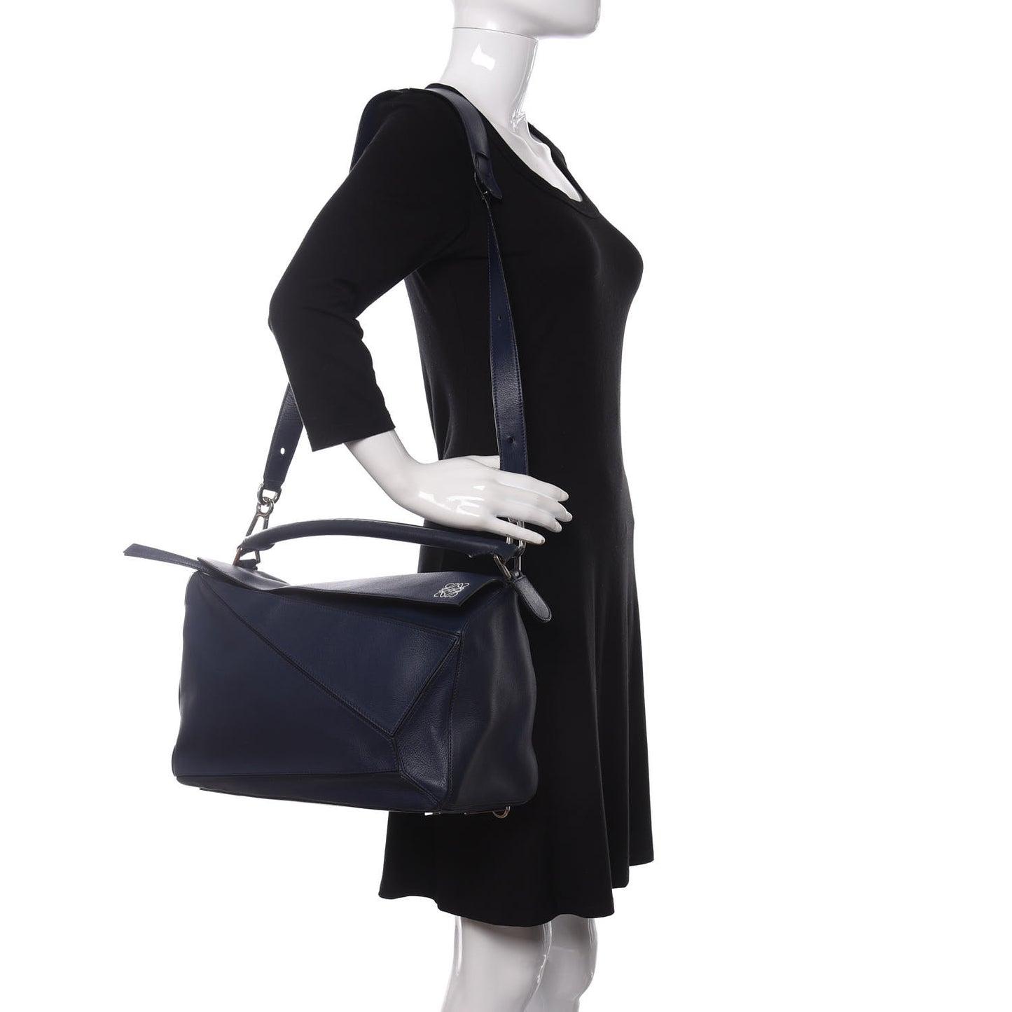 Calfskin Large Puzzle Bag Deep Blue