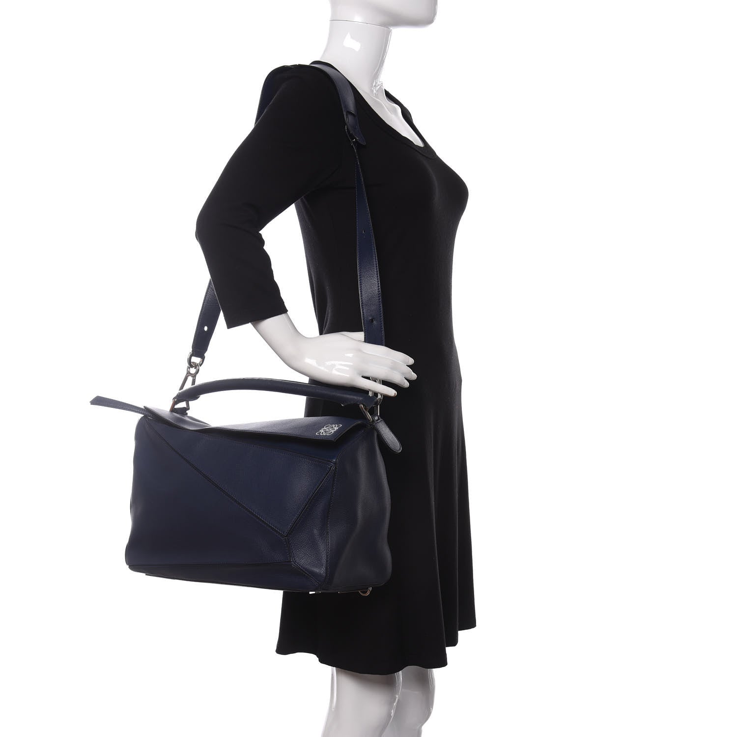 Loewe Calfskin Large Puzzle Bag Deep Blue 2 of 8