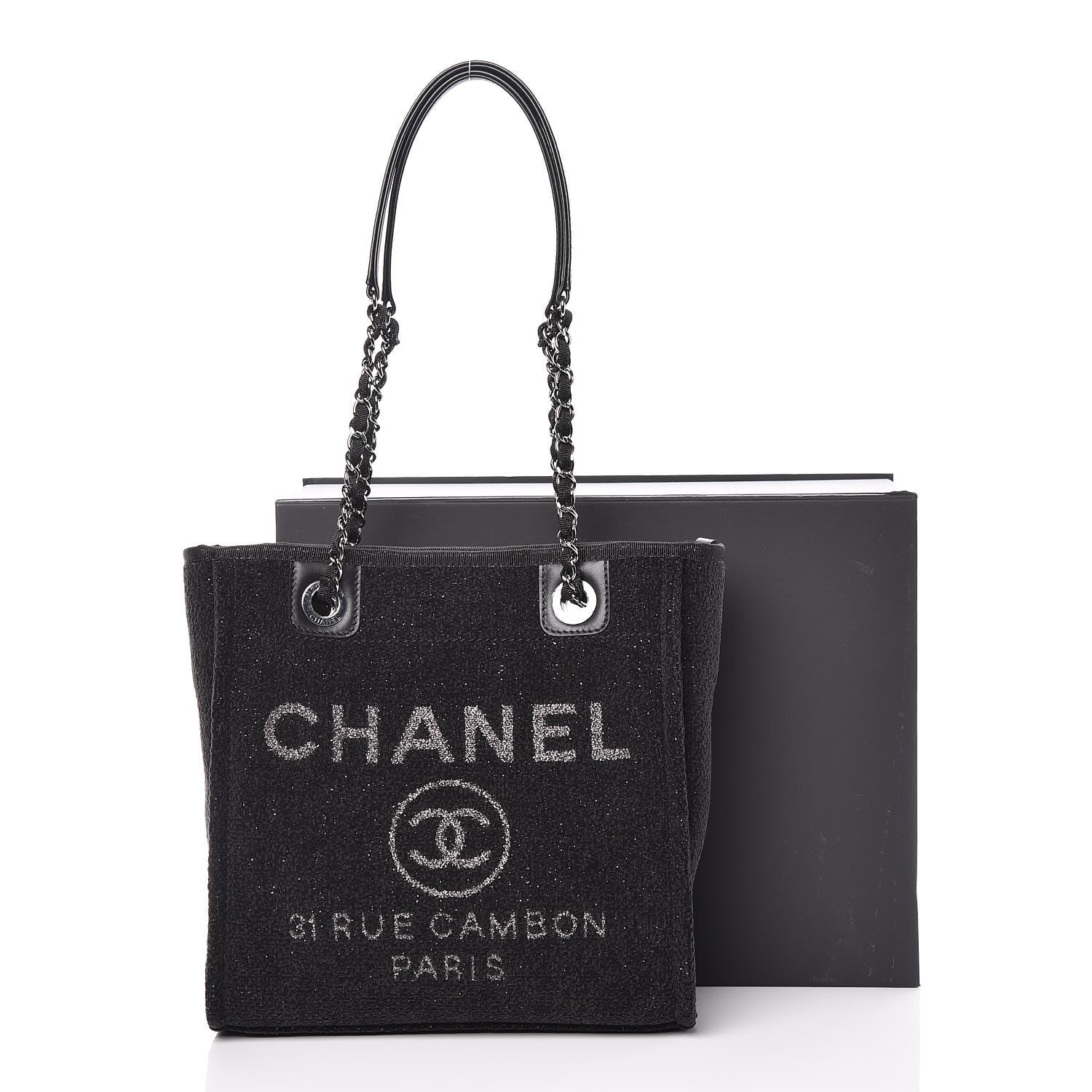 Chanel Lurex Boucle Mini Deauville Tote Black 10 of 10