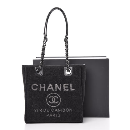 Chanel Lurex Boucle Mini Deauville Tote Black 10 of 10