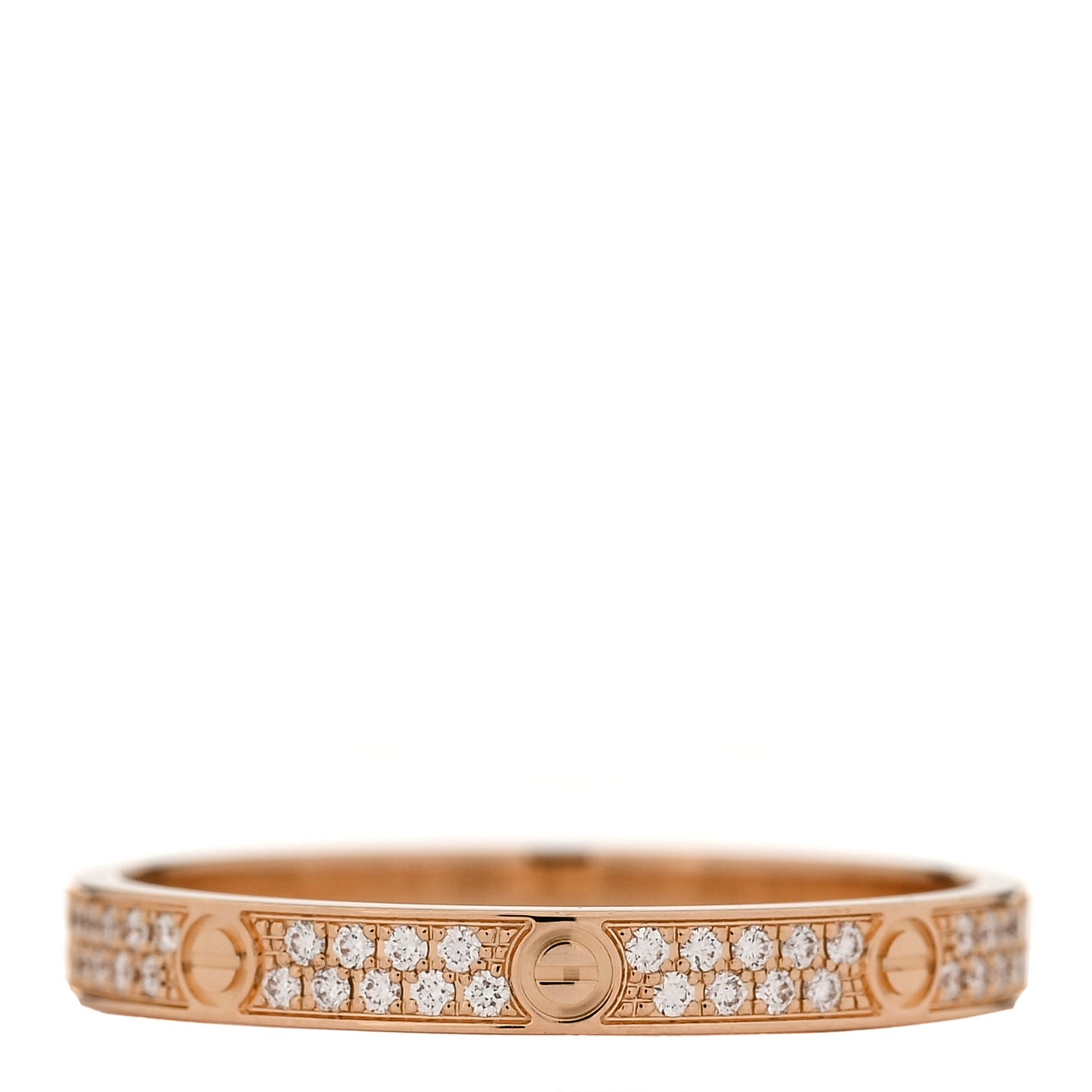 18K Pink Gold Diamond 2.6mm LOVE Paved Band Ring 56 7.75