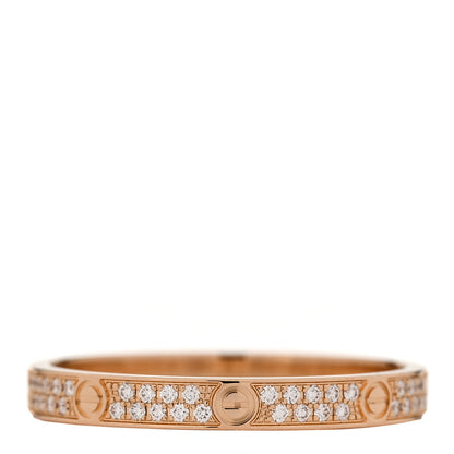Cartier 18K Pink Gold Diamond 2.6mm LOVE Paved Band Ring 56 7.75 3 of 5