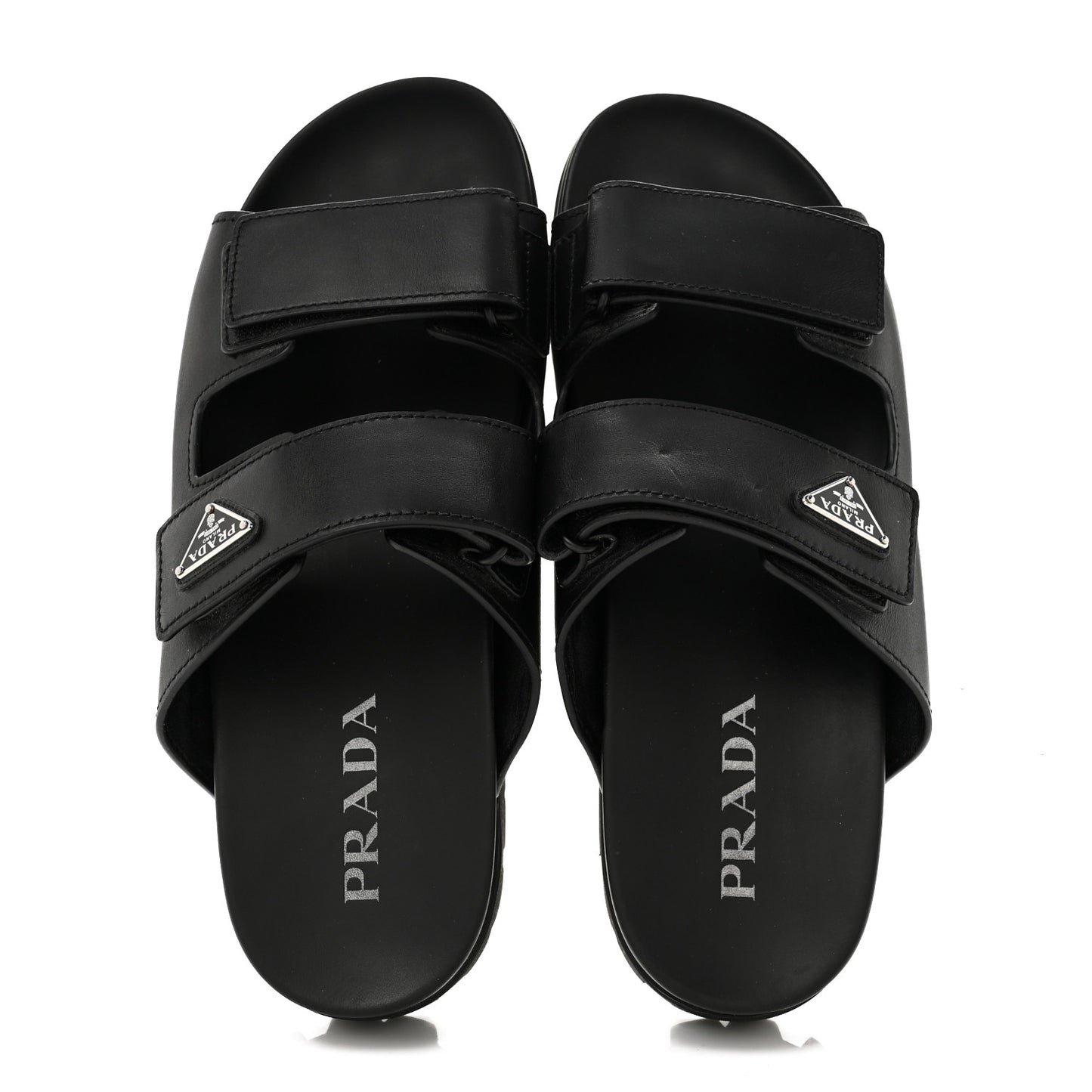 Vitello Sport Triangle Logo Mens Strap Sandals 11 Black
