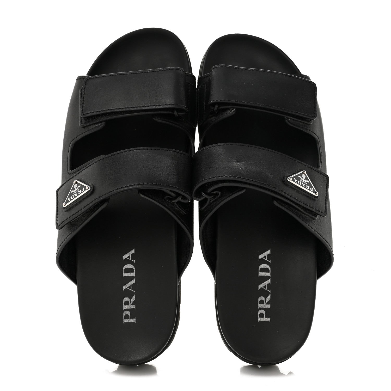 Prada Vitello Sport Triangle Logo Mens Strap Sandals 11 Black 2 of 10