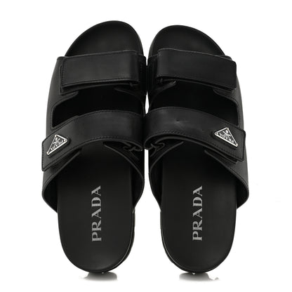 Prada Vitello Sport Triangle Logo Mens Strap Sandals 11 Black 2 of 10