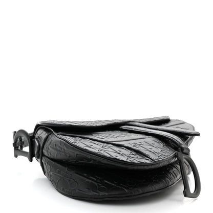 Christian Dior Calfskin Embossed Oblique Saddle Bag Black 4 of 10