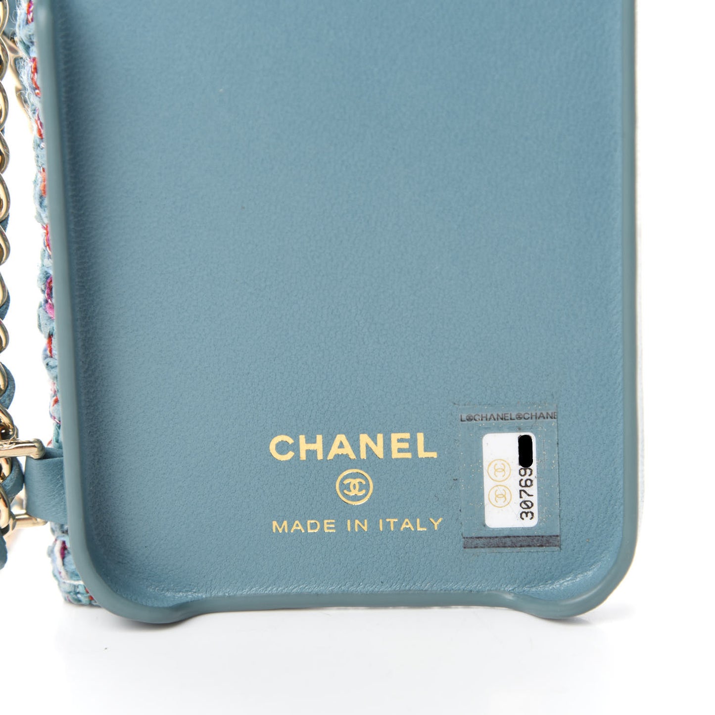 Tweed Quilted iPhone XII Pro Max Case With Chain Turquoise Purple White Red
