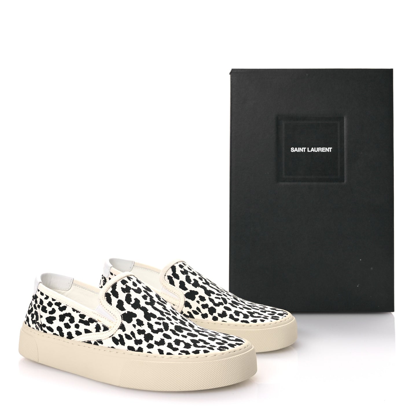 Canvas Babycat Print Venice Slip On Sneakers 37 Black White