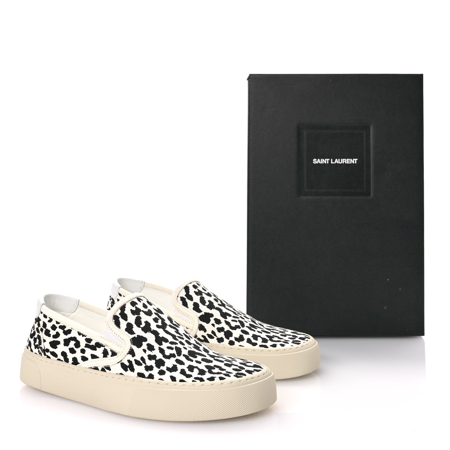 Saint Laurent Canvas Babycat Print Venice Slip On Sneakers 37 Black White 8 of 8
