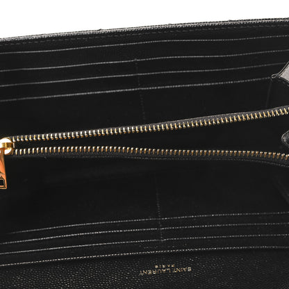Saint Laurent Grain De Poudre Matelasse Chevron Monogram Flap Wallet Black 5 of 8