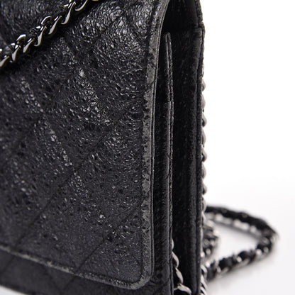 Chanel Crackled Calfskin Wallet On Chain WOC Black 10 of 10