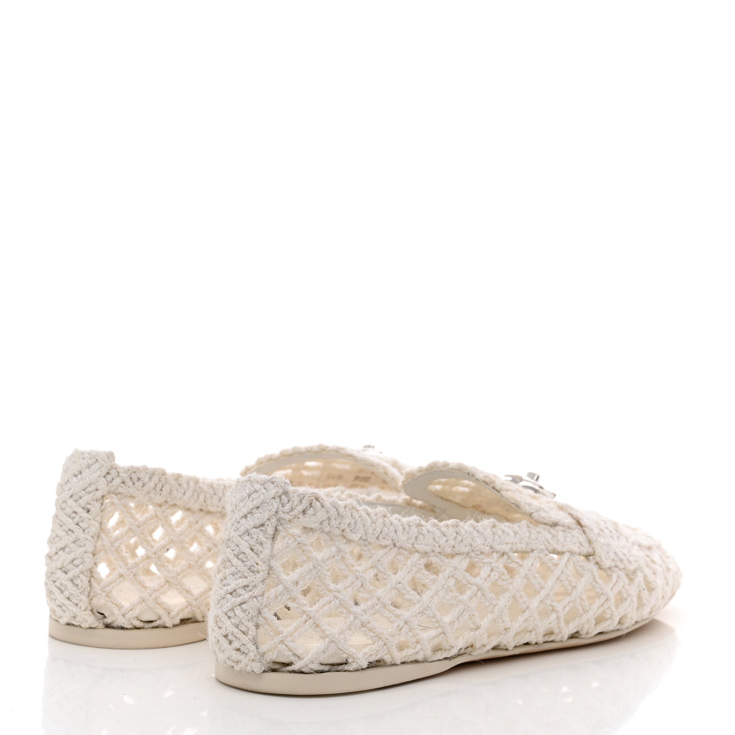 Raffia Braided CC Mocassin Loafers 39 White