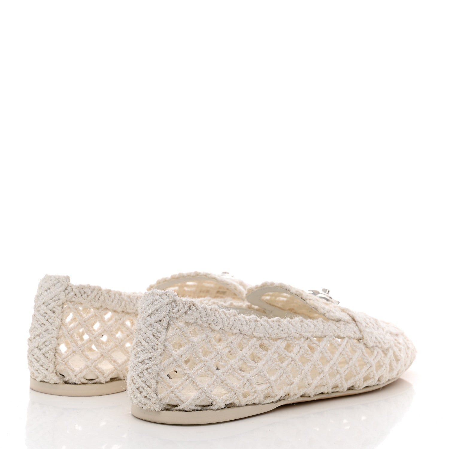 Chanel Raffia Braided CC Mocassin Loafers 39 White 4 of 8