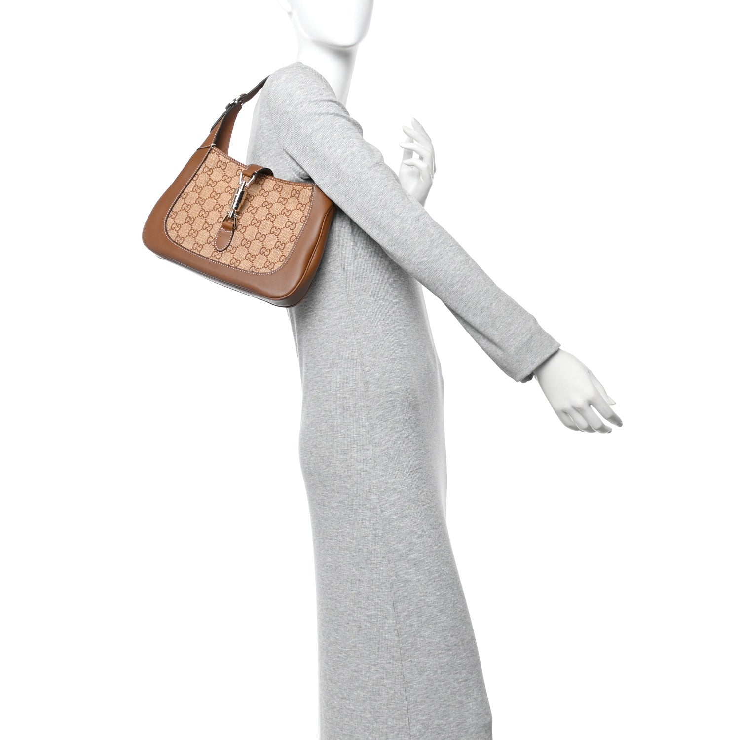 Gucci Raffia GG Supreme Monogram Calfskin Small Jackie 1961 Hobo Natural 2 of 10