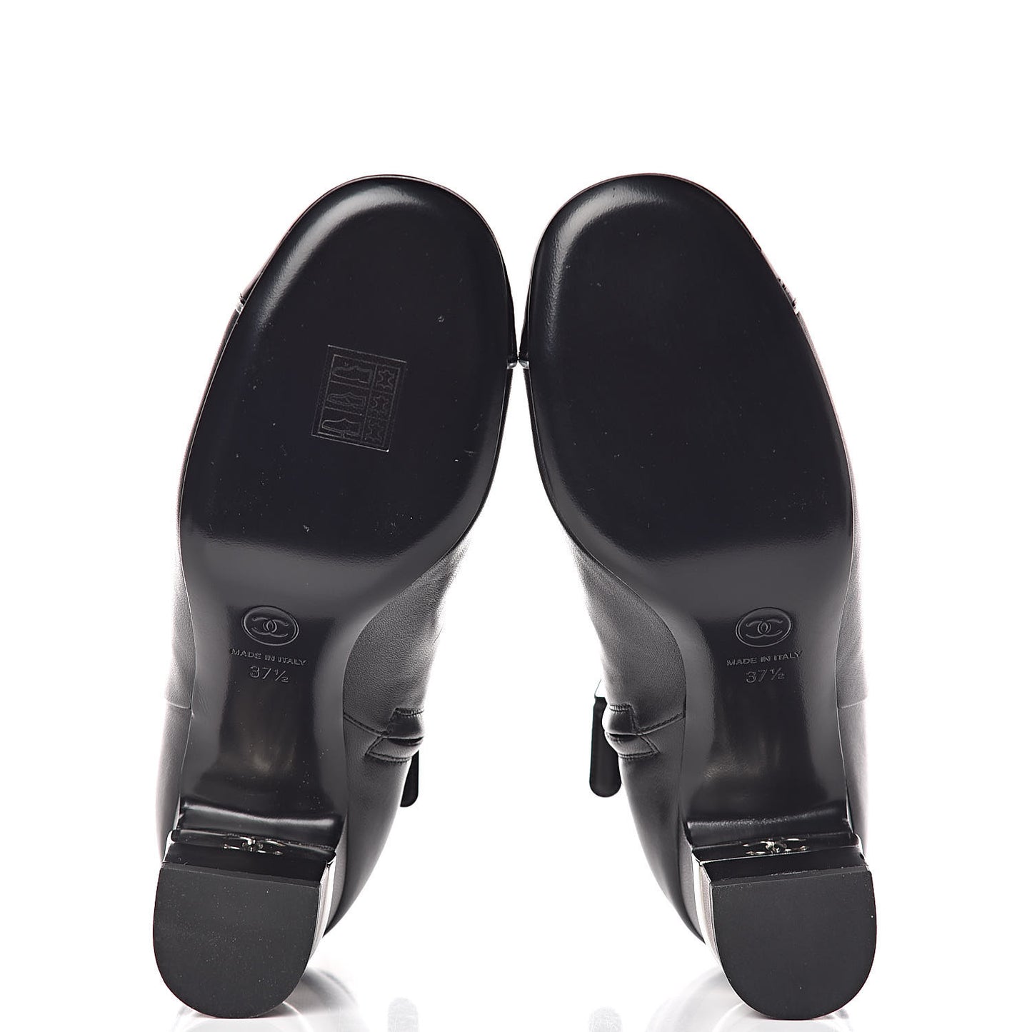 Lambskin Patent Calfskin Cap Toe Short Boots 37.5 Black