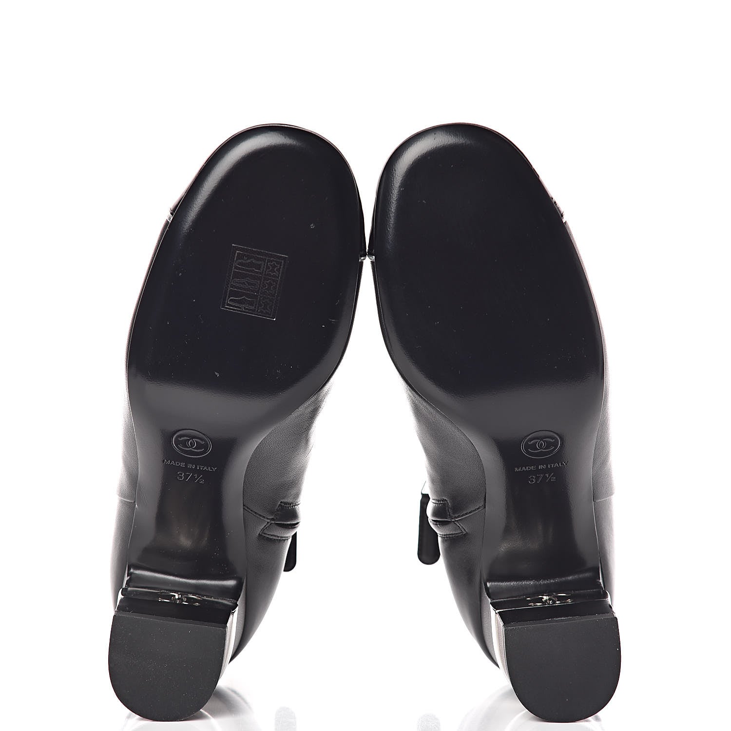 Chanel Lambskin Patent Calfskin Cap Toe Short Boots 37.5 Black 5 of 13