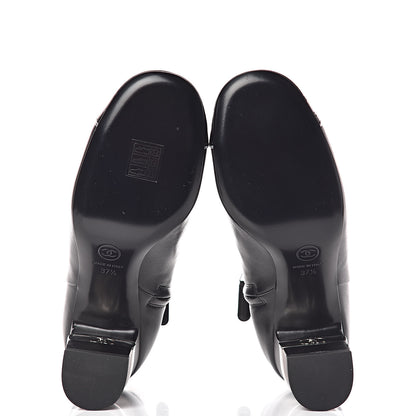 Chanel Lambskin Patent Calfskin Cap Toe Short Boots 37.5 Black 5 of 13