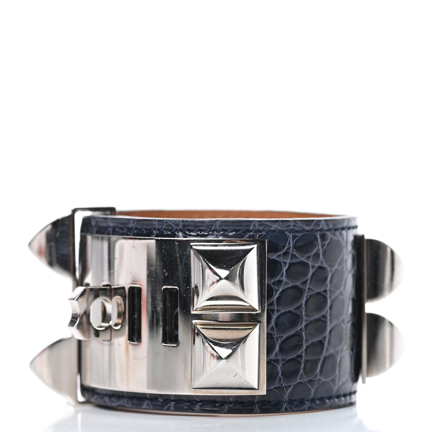 Shiny Alligator Collier De Chien CDC Bracelet S Bleu Marine
