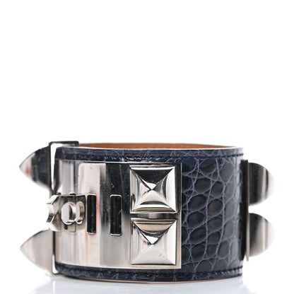 Hermes Shiny Alligator Collier De Chien CDC Bracelet S Bleu Marine 3 of 7
