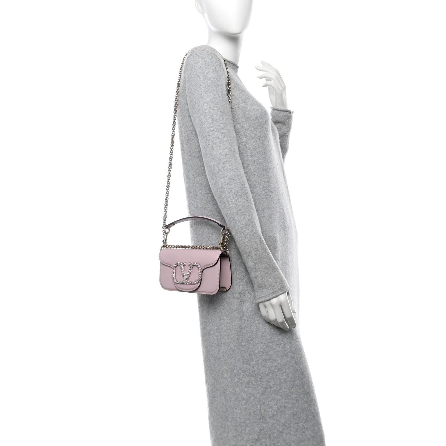 Calfskin Crystal Vlogo Small Loco Shoulder Bag Water Lilies