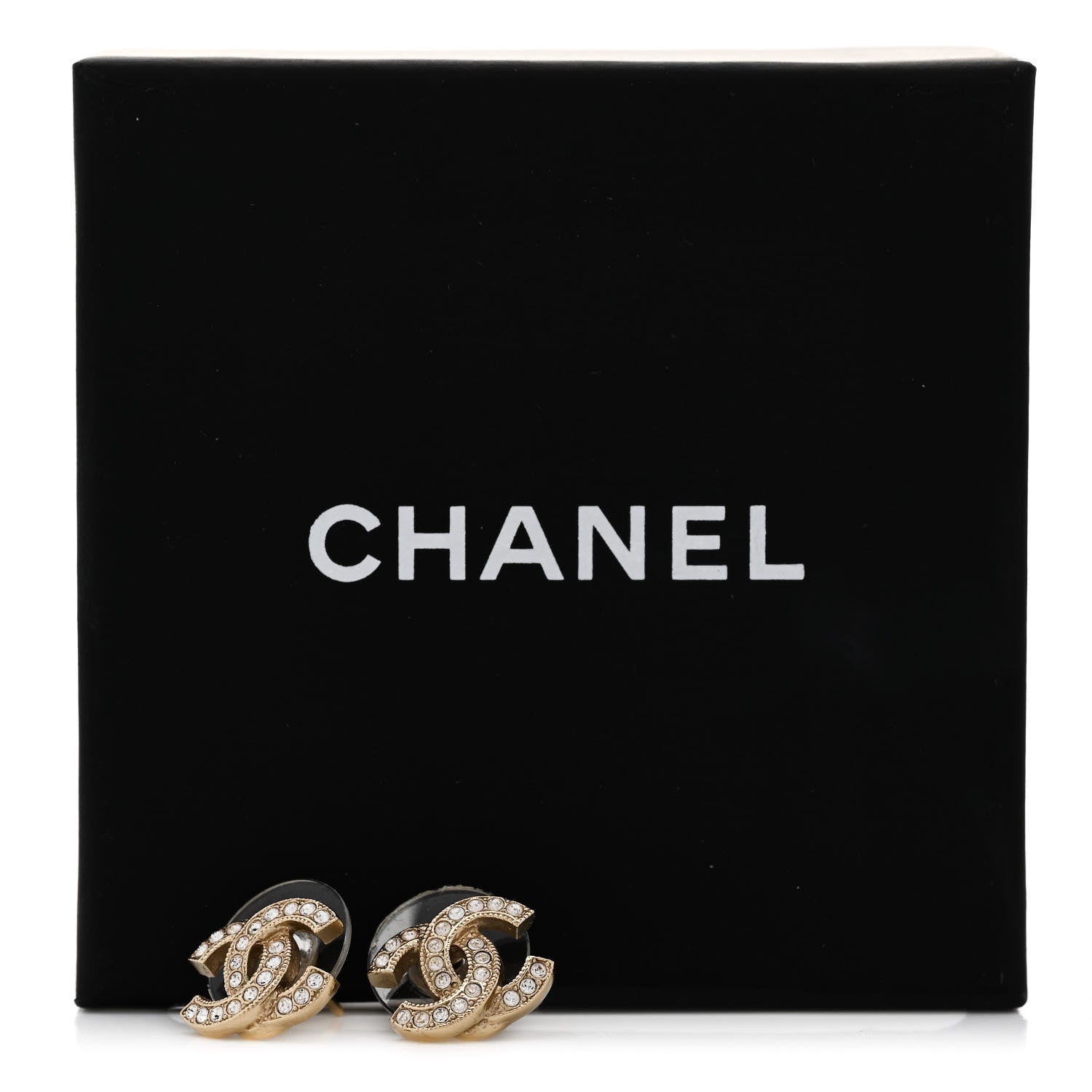 Chanel Crystal Mini CC Earrings Light Gold 5 of 5