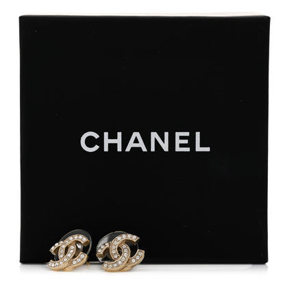 Chanel Crystal Mini CC Earrings Light Gold 5 of 5