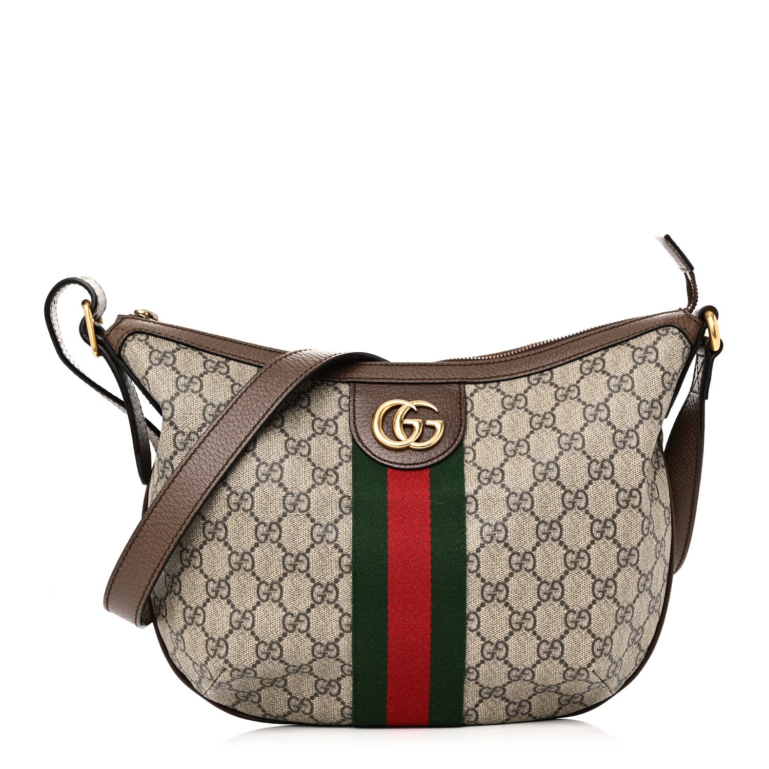 Gucci GG Supreme Monogram Web Small Ophidia Half Moon Hobo Brown 1 of 11