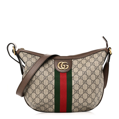 Gucci GG Supreme Monogram Web Small Ophidia Half Moon Hobo Brown 1 of 11
