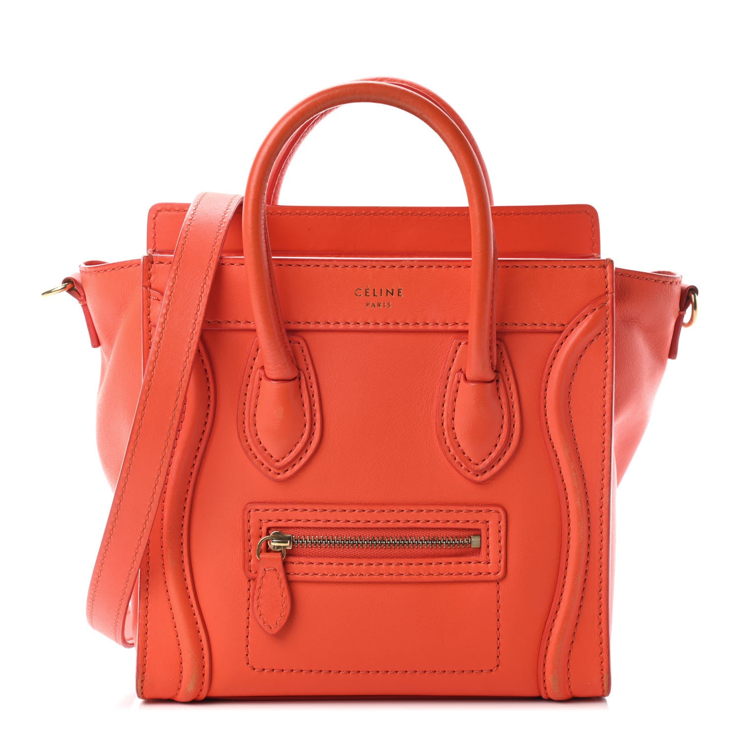 Celine Smooth Calfskin Nano Luggage Fluo Orange 1 of 13