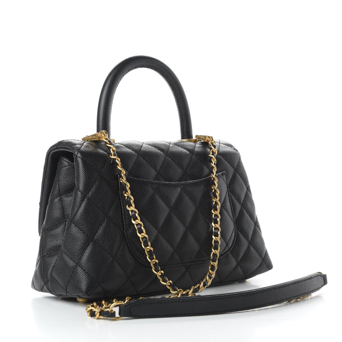 Caviar Quilted Mini Coco Handle Flap Black