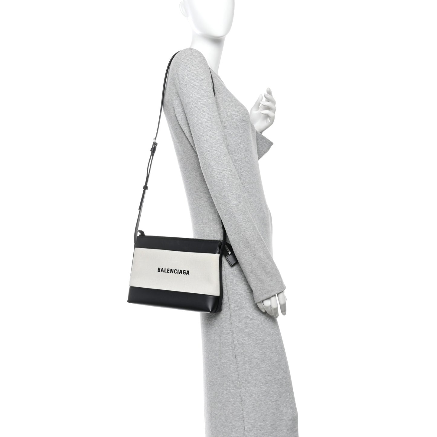 Cotton Canvas Pochette Crossbody Bag Black