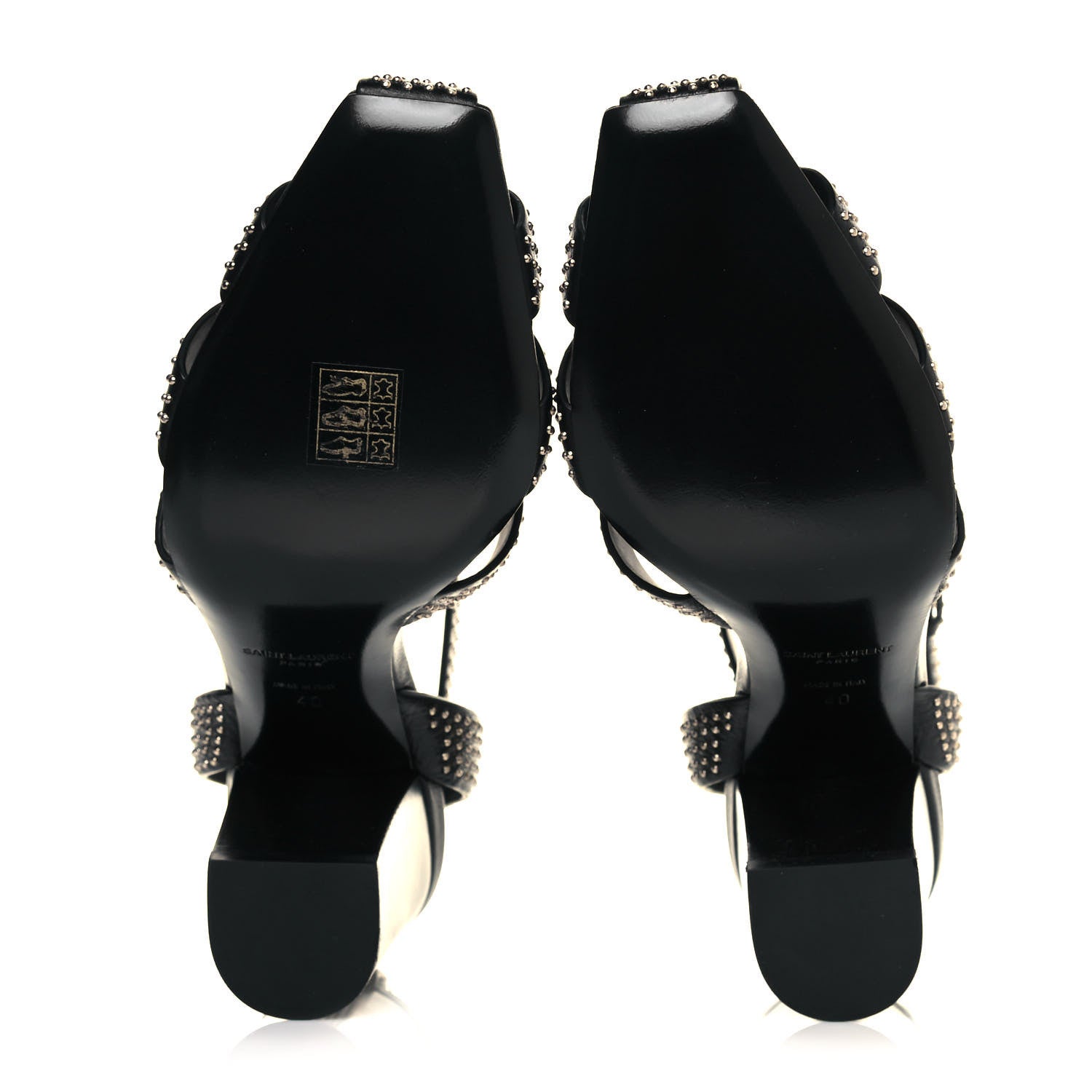 Saint Laurent Calfskin Studded Oak 75 Sandals 40 Black 5 of 8