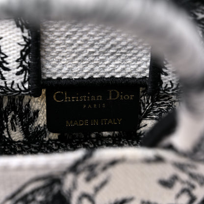 Christian Dior Canvas Toile de Jouy Voyage Embroidered Mini Book Tote Phone Bag White Black 6 of 9