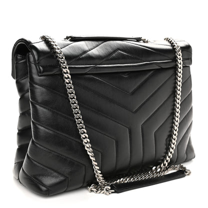 Saint Laurent Calfskin Y Quilted Monogram Medium Loulou Chain Satchel Black 3 of 13