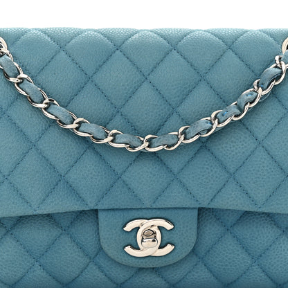 Chanel Iridescent Caviar Quilted Medium Double Flap Blue 8 of 11