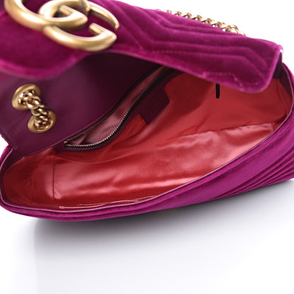 Gucci Velvet Matelasse Medium GG Marmont Shoulder Bag Fuchsia Violet Cyclamen 5 of 13